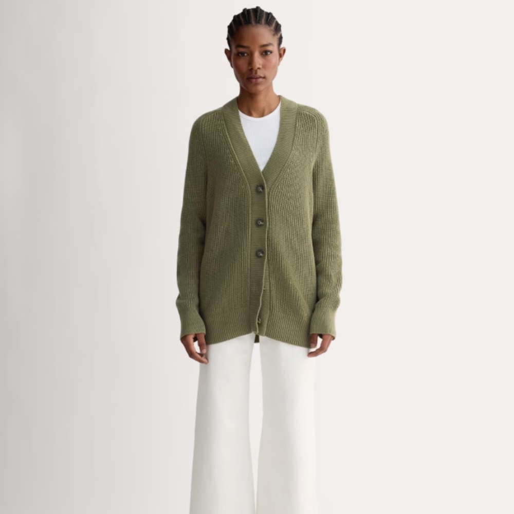 Everlane Cotton V-Neck Cocoon Cardigan – Kalamata – Size M